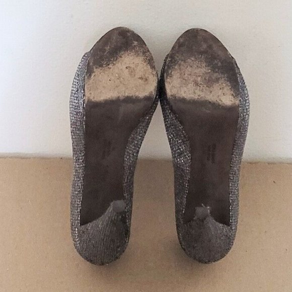 Vera Wang Selima Silver Glitter Peep Toe Platform Stiletto Pumps Womens Size 7 - Picture 5 of 12